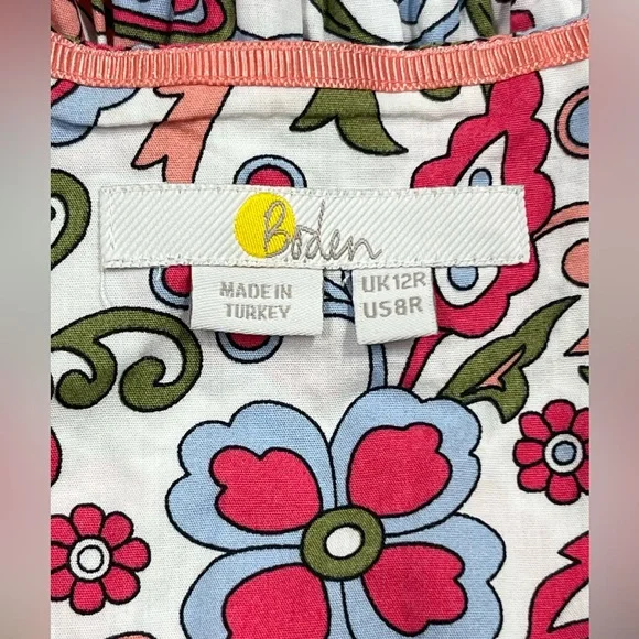 Boden puff sleeve Tiered Multicolor midi dress 8 - Picture 9 of 10